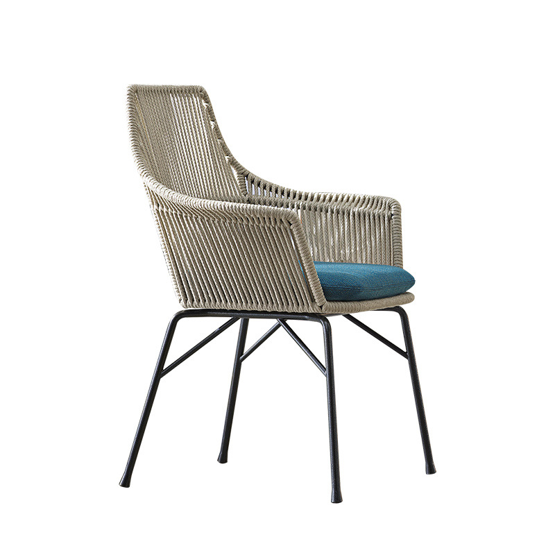 Rope Weaving Patio Chairs Hotel Restaurant Outdoor Garden Dining Chairs Aluminum Rope Dining Set CZ027