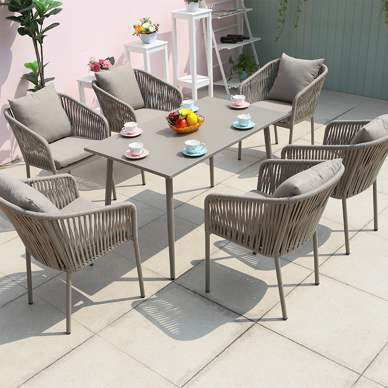 Rope Weaving Outdoor Dining Set - Garden Furniture | Shinlin Patio Dining Table Chairs Set CZ007