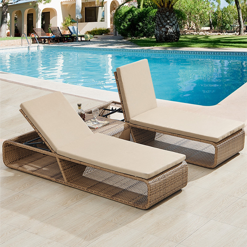 New Arrival PE Rattan Outdoor Sun Bed Garden Patio Swimming Pool Sun Lounger TY018