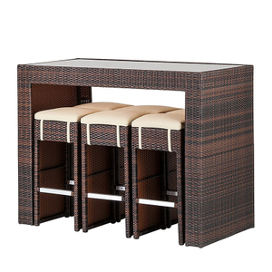 BR009 7-Piece Outdoor PE Rattan Weaving High Stools Set