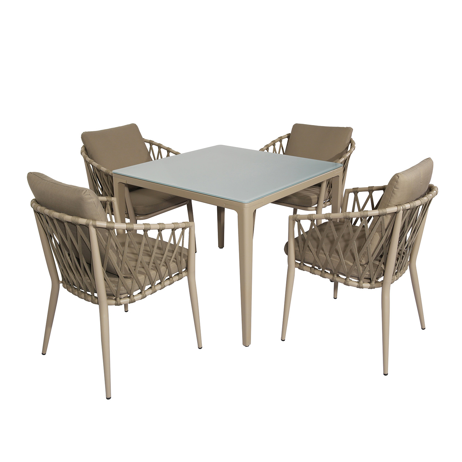 CY014 Rope Weaving Dining Table Chair Set for 4 