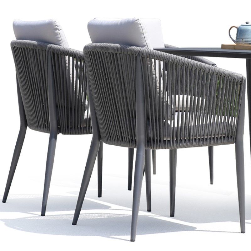 Wicker Rattan Patio Hotel Restaurant Outdoor Garden Furniture Aluminum Rope Dining Chairs CZ026