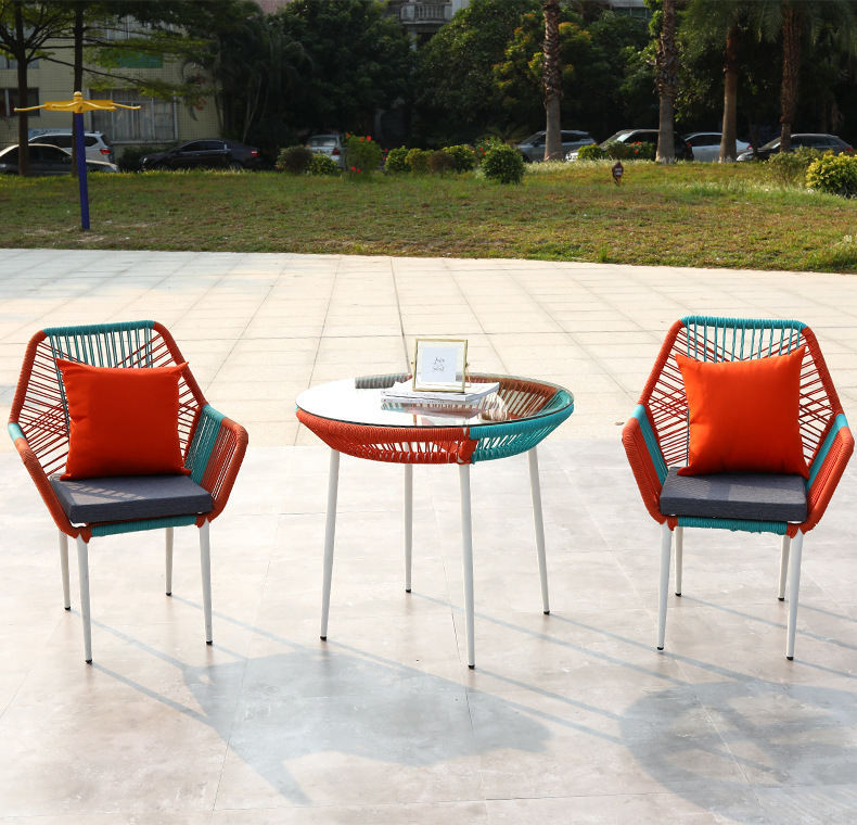 Colorful Garden Dining Set Outdoor Patio Rope Weaving Dining Table and Chairs CZ037