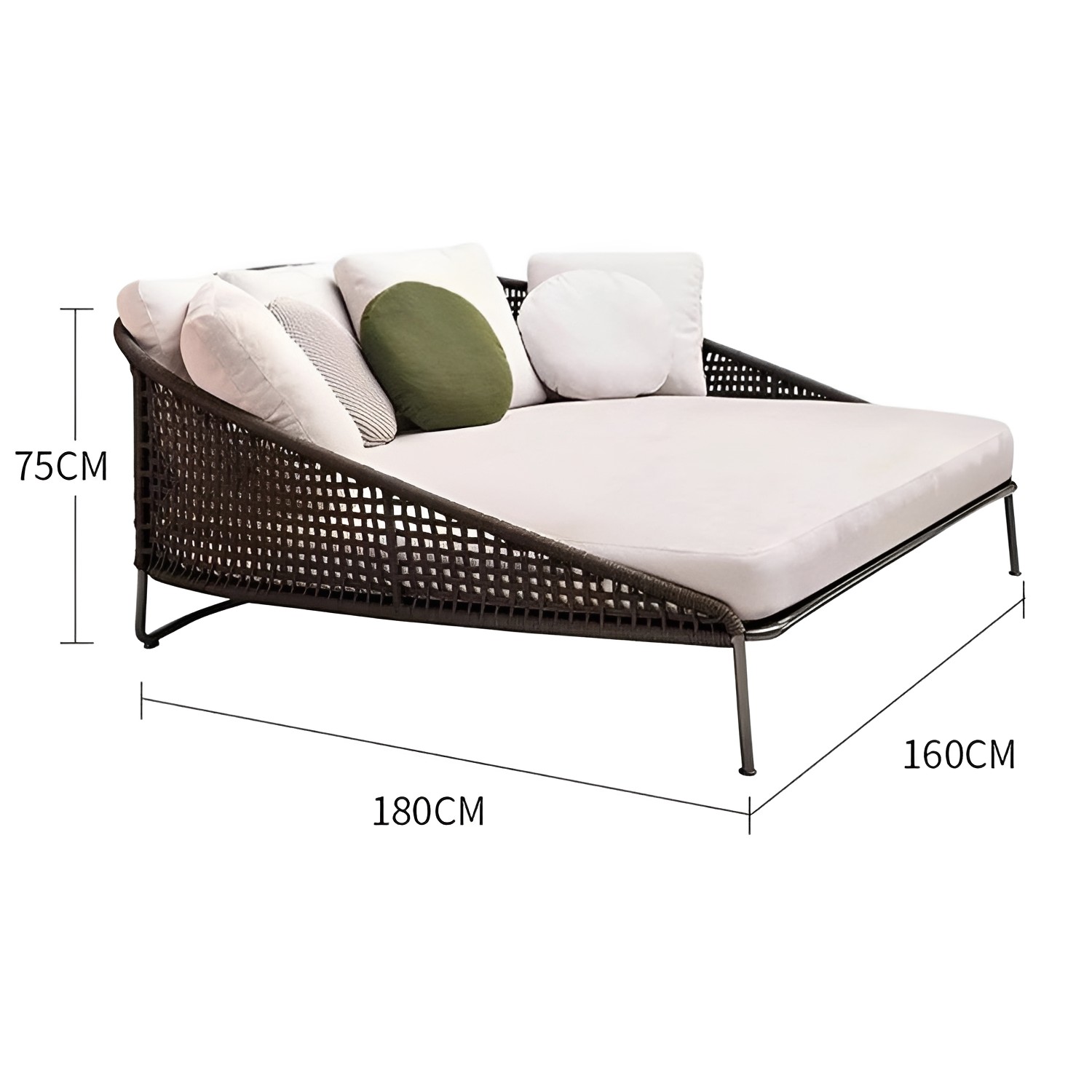 TC012 Rope Weaving Outdoor Daybed Garden Sun Lounger 